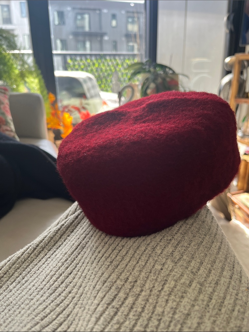 Vintage Burgundy Boiled Wool Blend Pillbox Hat
